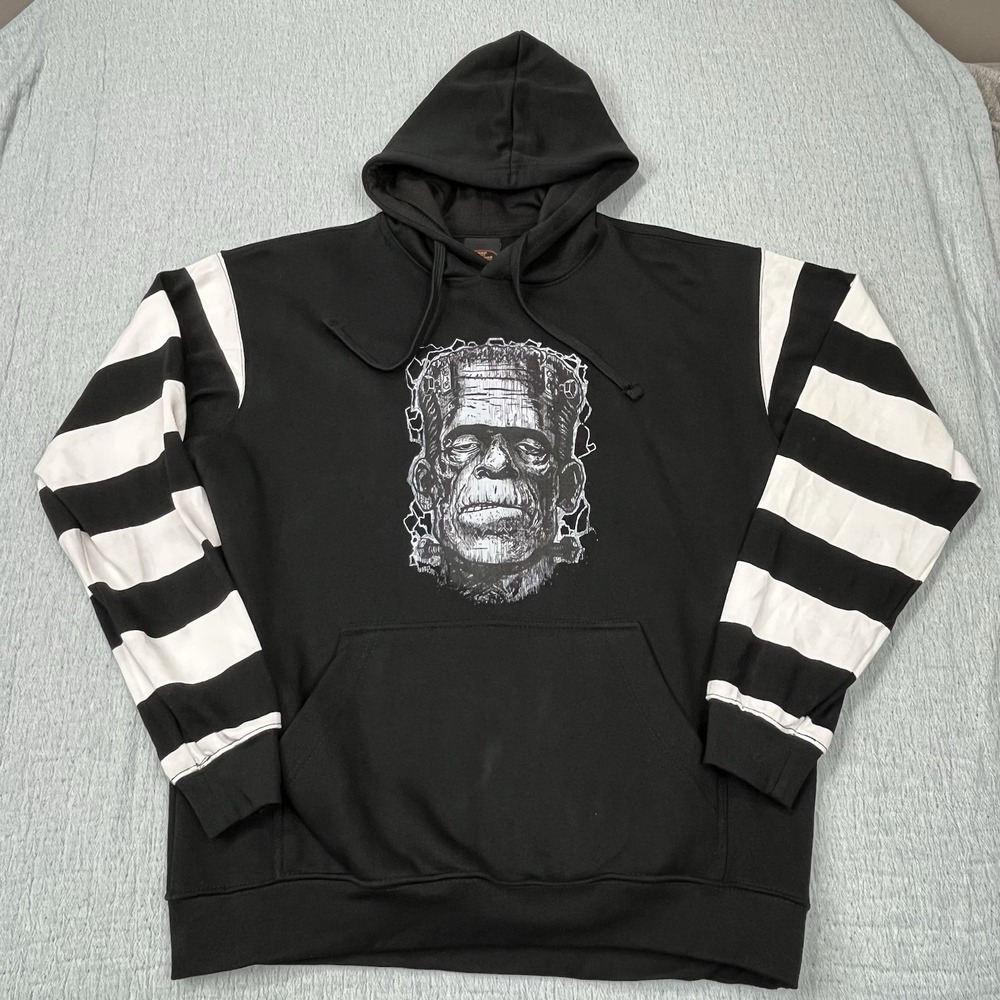 Hot Leathers Men's Black and White‎ Frankie Hooded Pullover Sweatshirt Halloween